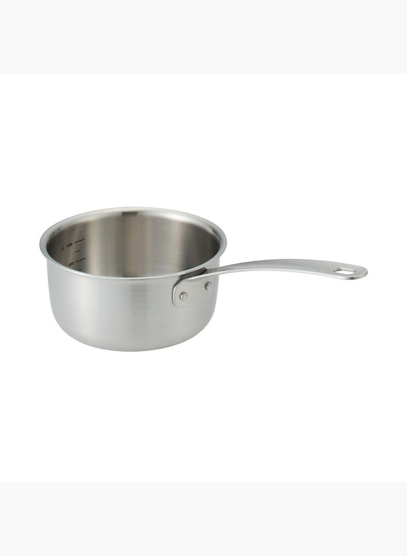 Stainless Aluminium 3-Layer Steel Milk Pan, W 36 x 13 cm, 1.5 L, Silver