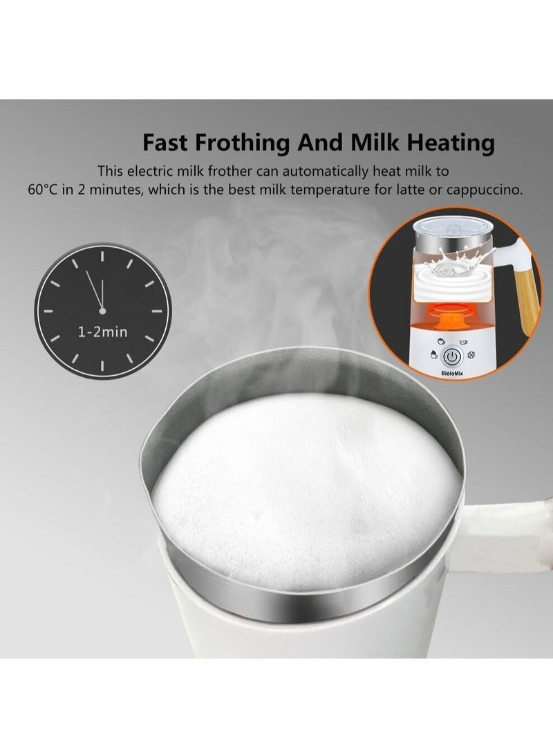BioloMix NEW Automatic Hot and Cold Milk Frother Warmer for Latte, Foam Maker for Coffee, Hot Chocolates, Cappuccino