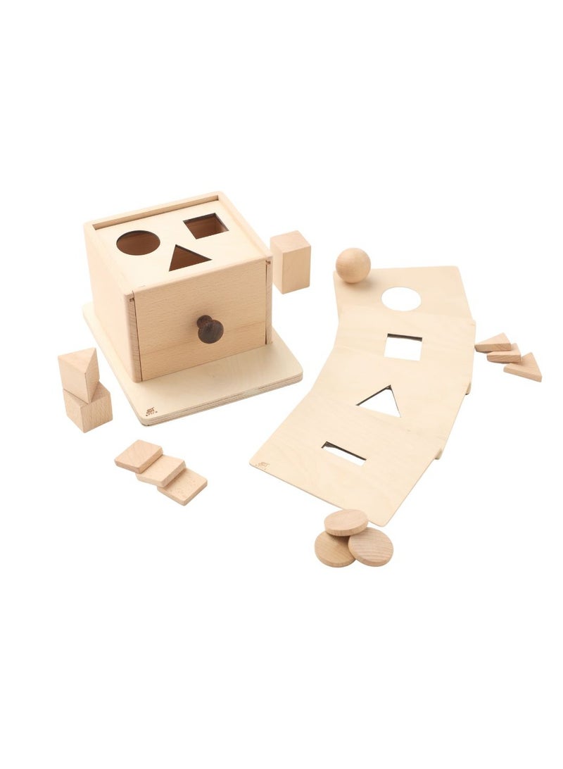 Permanence Box Set- Shape Sorting Cubes for Kids, Colorful Wooden Blocks, Toddler Learning Toy