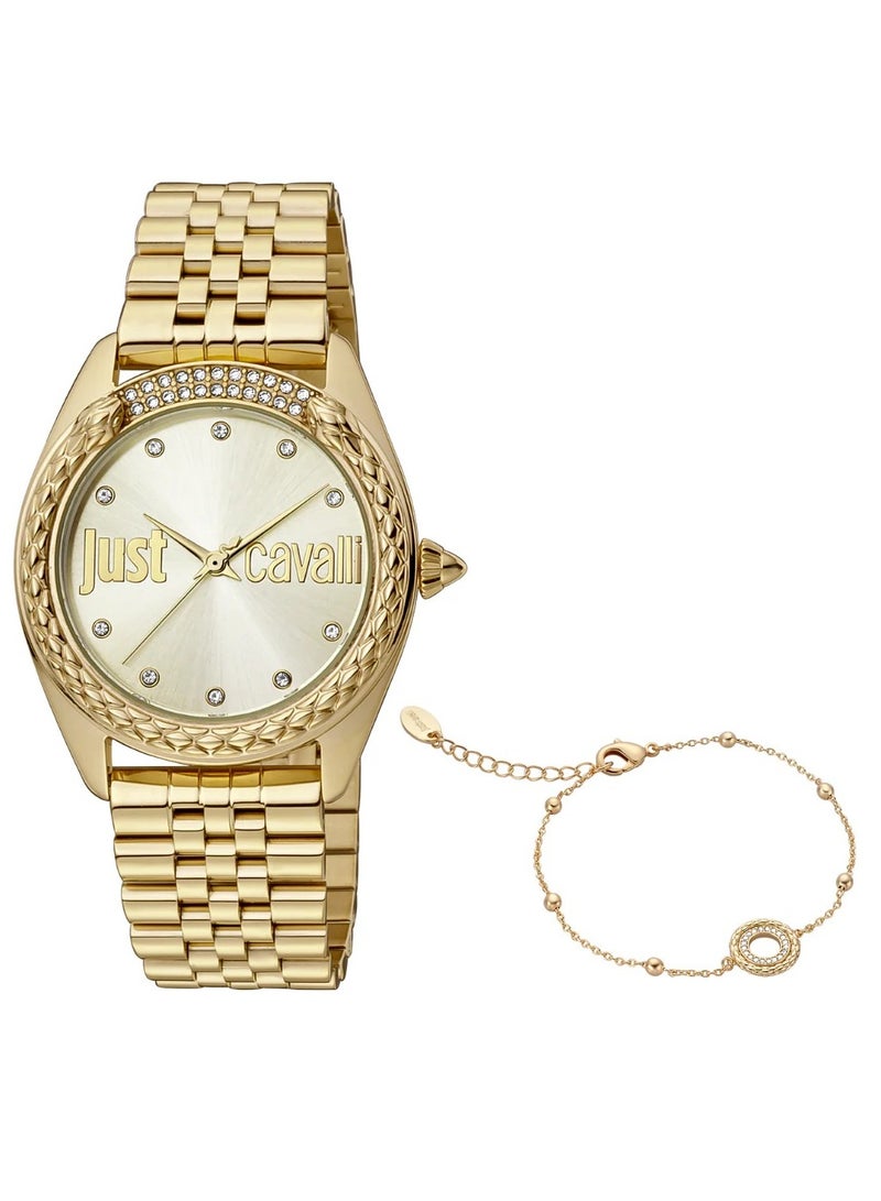 Just Cavalli Stainless Steel Analog Women's Bracelet Watch With Stainless Steel Gold JC1L195M0065