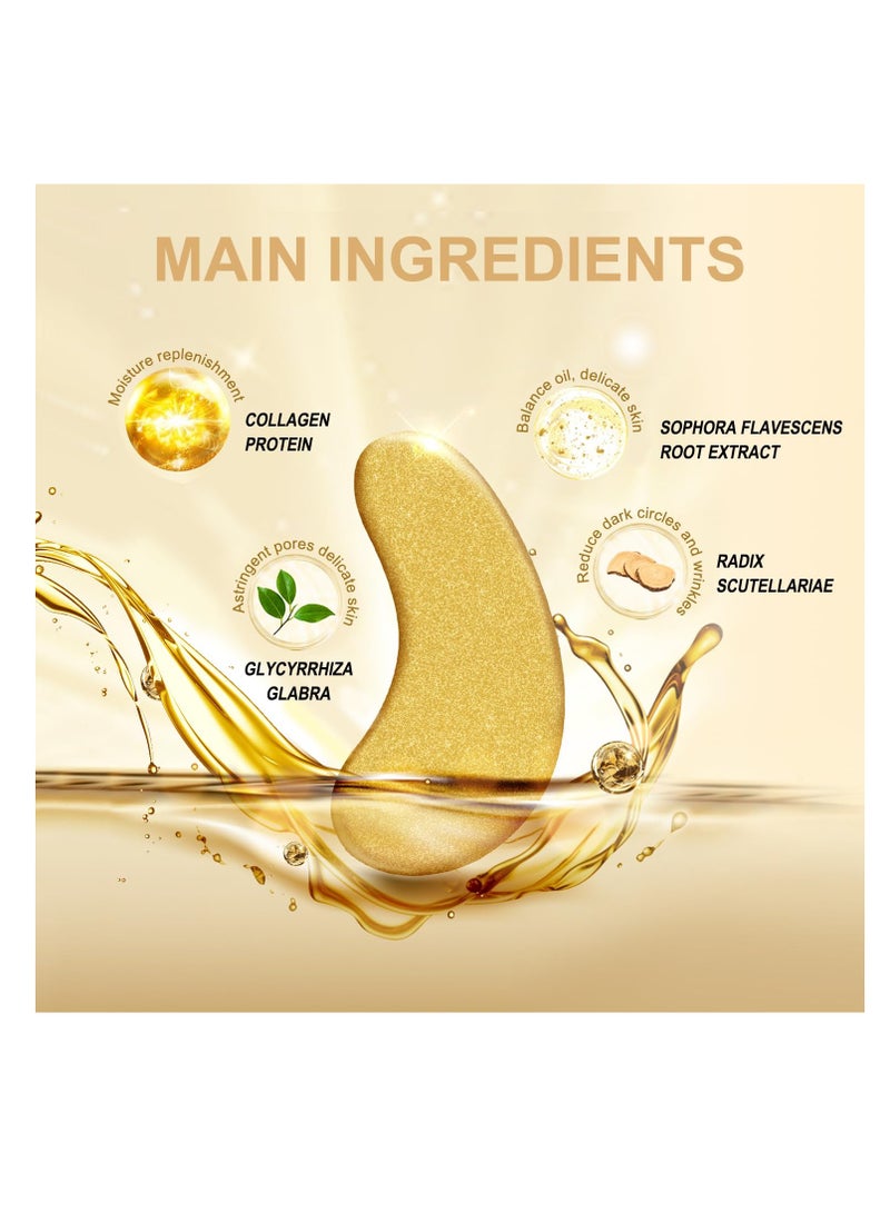 NIYET 30 Pairs Under Eye Collagen Patches, Gold Moisturizing Under Eye Mask, Under Eye Gel Pads for dark circles and puffiness
