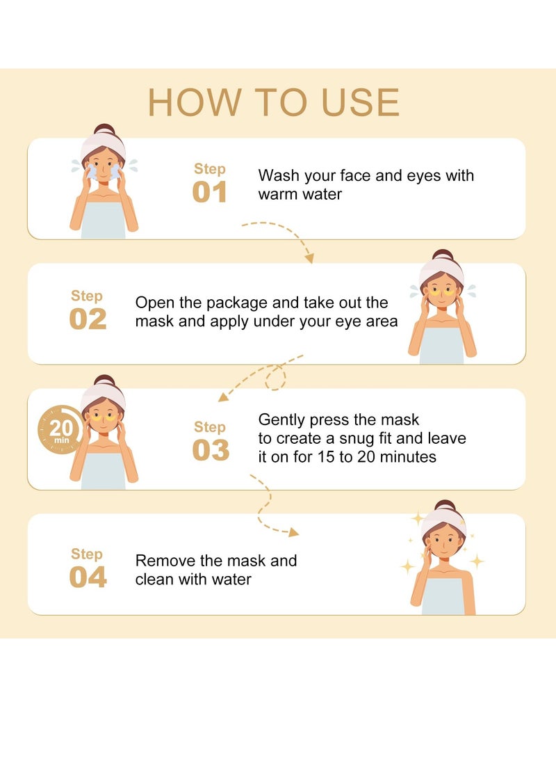 NIYET 30 Pairs Under Eye Collagen Patches, Gold Moisturizing Under Eye Mask, Under Eye Gel Pads for dark circles and puffiness