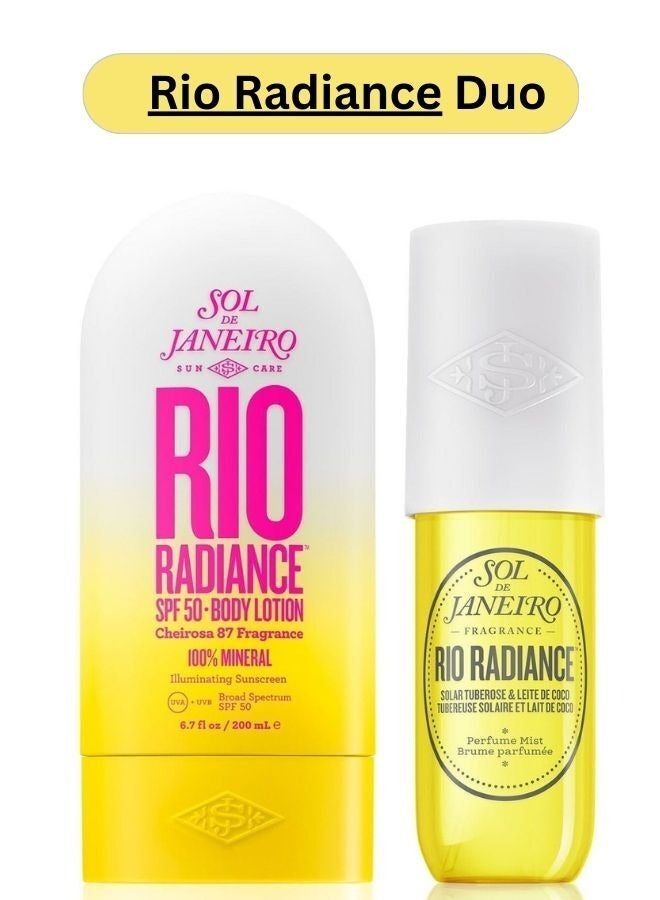 Sol de Janeiro Rio Radiance Beach Day Bundle - Complete Skincare Set for Glowing, Soft Skin with Tropical Fragrances, Hydration