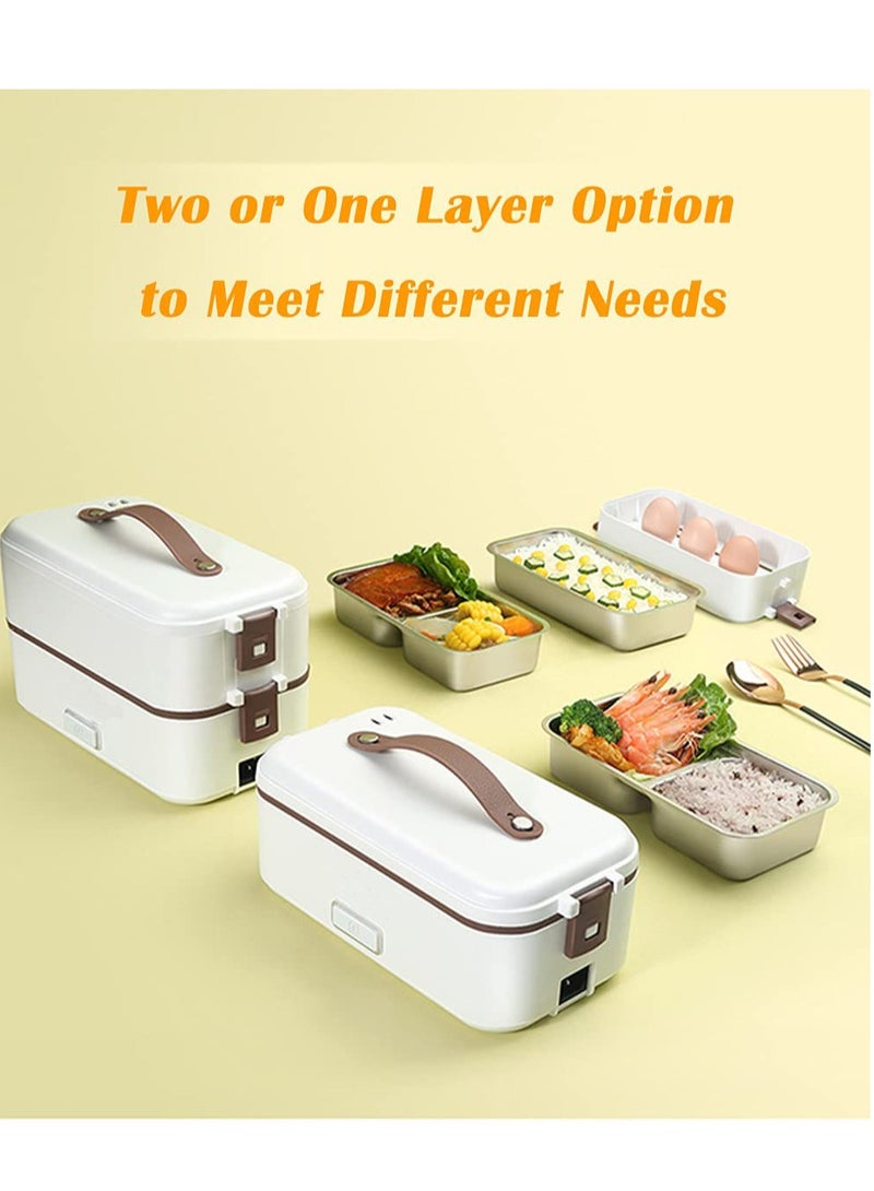 Electric Lunch Box Container, Food Heater Heatup, Adult Kids Lunch Warmer in Office/Home/Travel Rice Cooker Egg Steamer 220v (white)