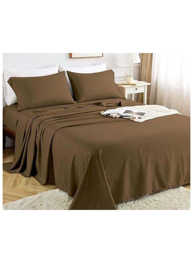 HOTEL COLLECTION Coffee Brown Super King Flat Sheet with 2bPillow Cases 260x280 cm