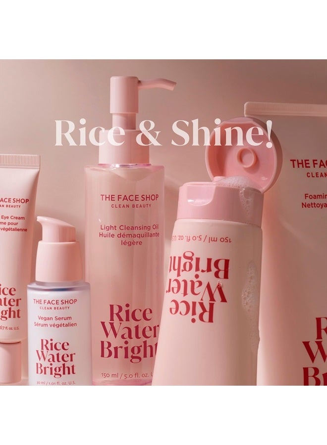 Rice Water Bright Cleansing Facial Wipes - Rice Extract - Refreshing, Brightening, Moisturizing - Infused with Cleansing Milk - Vegan Disposable Makeup Remover Wipes - Korean Skin Care