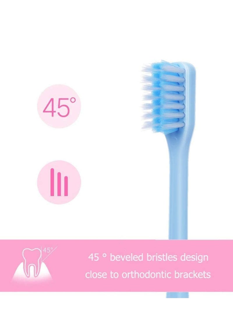 4 Pcs V Shaped Orthodontic Toothbrush Soft Bristle with One Inter Dental Brush Interdental Brush Soft Bristle Braces Brushes for Cleaning Portable Toothbrushes for Braces