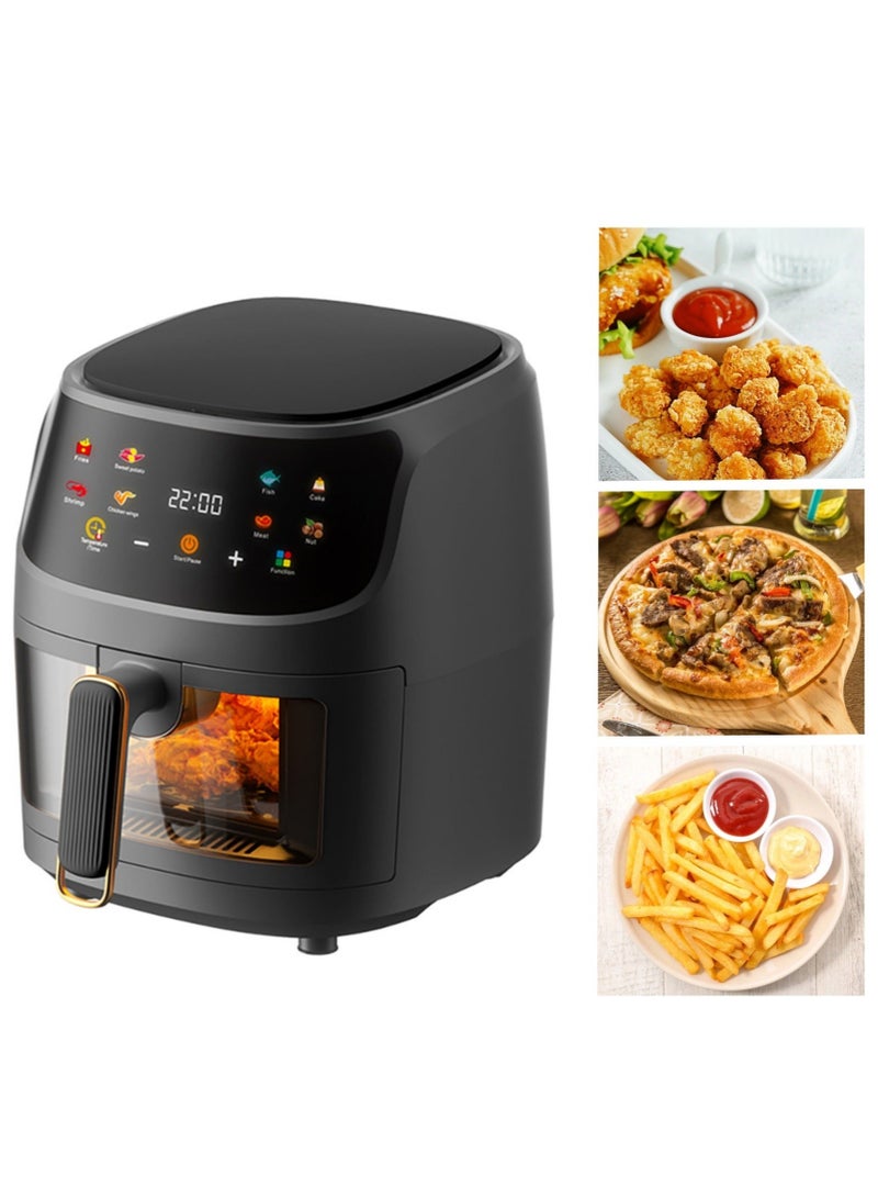 CREST Air Fryer with Clear Window and Internal Light 8L Extra Large Capacity Air Fryer Digital LCD Touch Screen