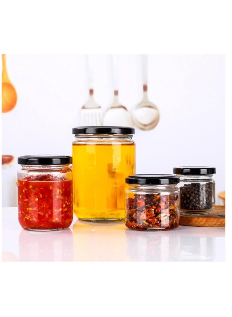 12Pcs 9oz Wide Mouth Glass Jars with Black Lids fo Jam, jelly, salsa, loose spices, candles