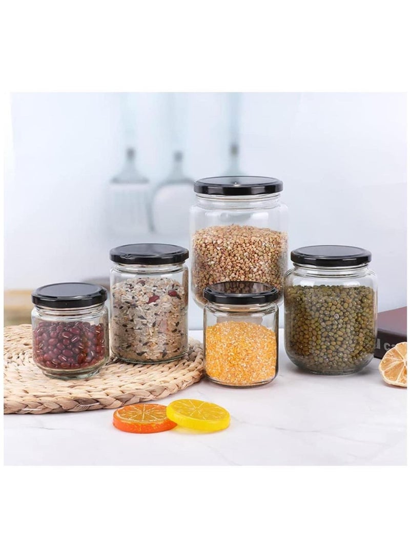 12Pcs 9oz Wide Mouth Glass Jars with Black Lids fo Jam, jelly, salsa, loose spices, candles