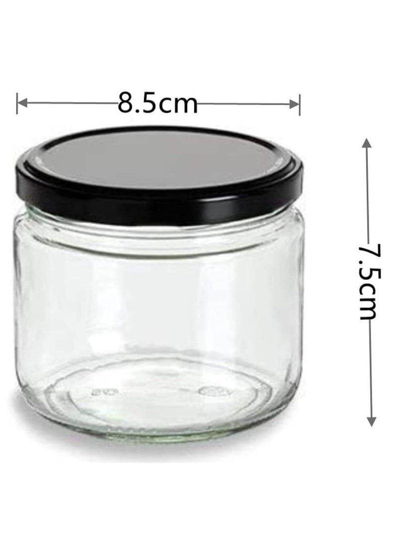 12Pcs 9oz Wide Mouth Glass Jars with Black Lids fo Jam, jelly, salsa, loose spices, candles