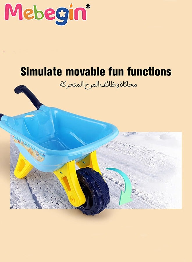 Beach Sand Toys for Kids, 7 Pcs Beach Wheelbarrow Toy Set with Cart, Shovel, Sand mold, Outdoor Gardening Tools Toy Gifts for Boys Girls Age 3 +