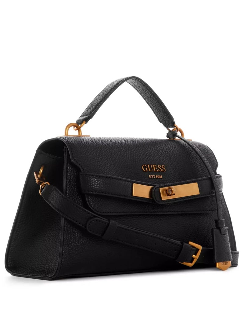 GUESS Enisa Top Handle Flap Bag Black