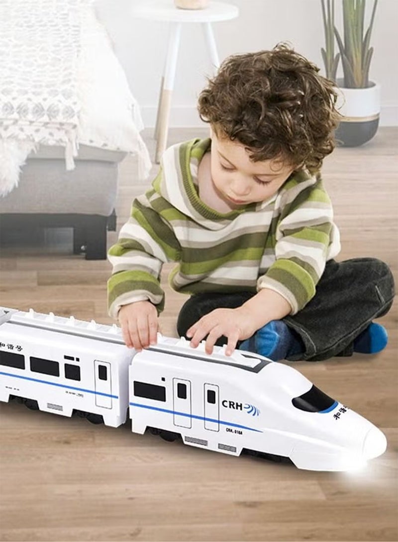 Electric Train Toys with Light and Music, High Speed Electric Model Train Set, Children's Electric Train Track Toy Car Universal Driving, Automatically Avoiding and Turning Inertia Train Model