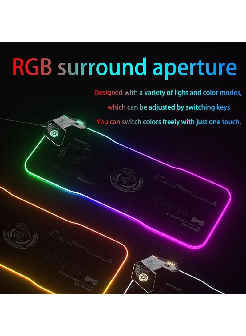 15W 30W Large RGB Gaming Mouse Pad with Wireless Charging Microfiber Fabric Non-Slip Base 14 Color Light Modes
