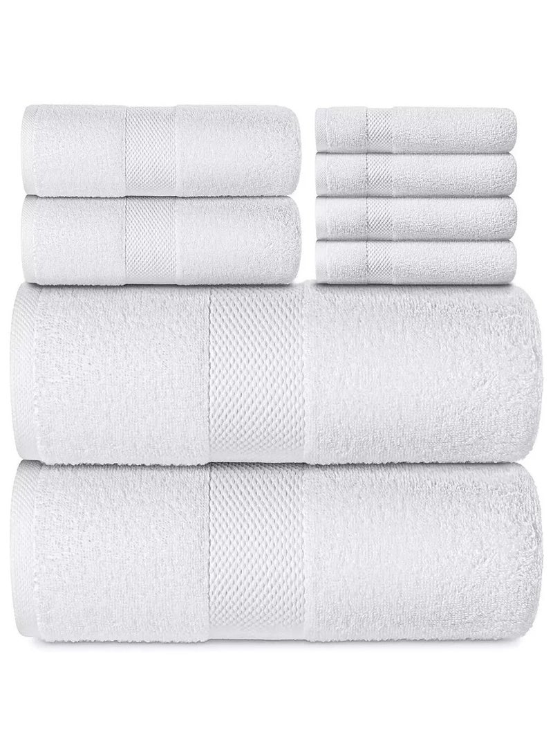 COMFY 8 PIECE HIGHLY ABSORBENT COMBED COTTON 600 GSM TOWEL SET - WHITE