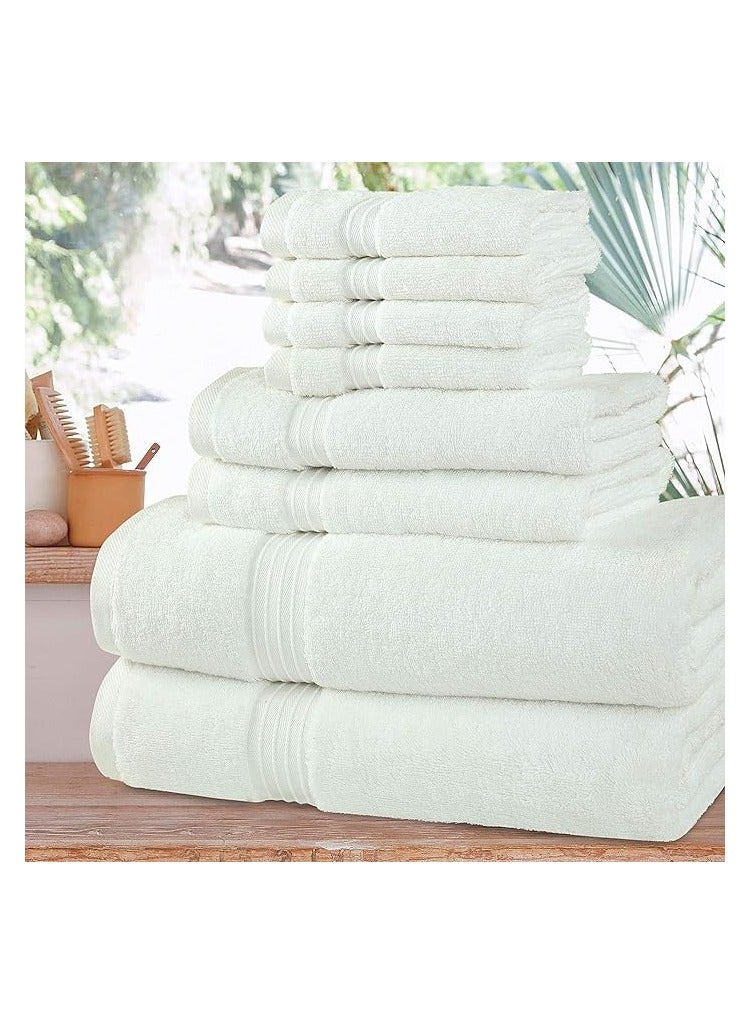 Comfy 8 Pc Highly Absorbent Hotel Quality Combed Cotton White 600Gsm Towel Set