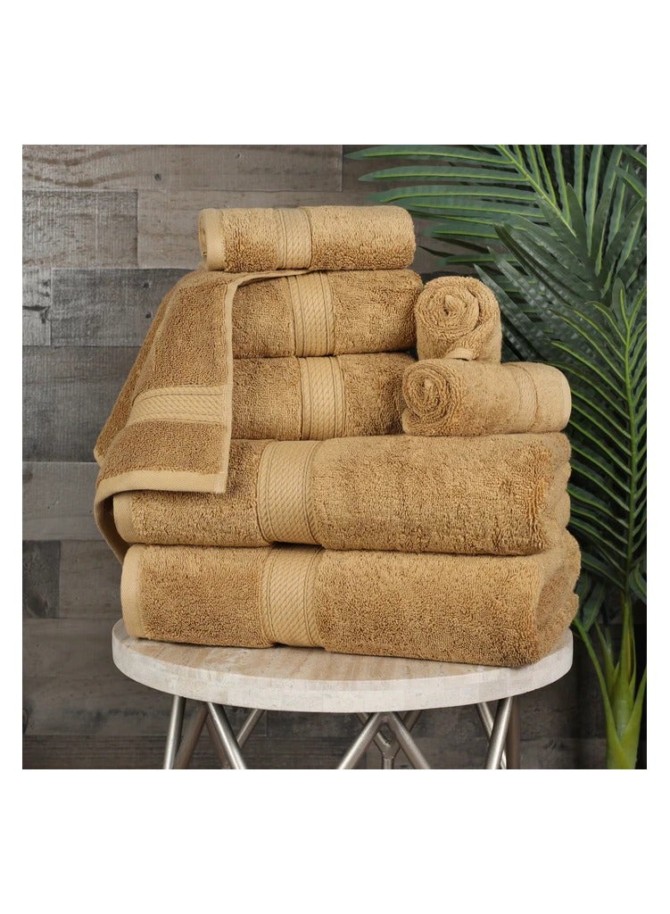 Comfy 8 Piece Highly Absorbent 600Gsm Hotel Quality Combed Cotton - Camel Towel Set