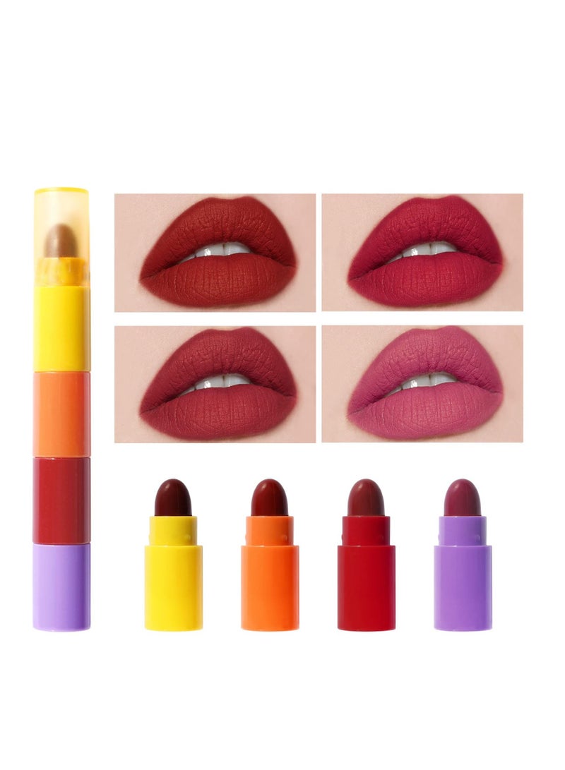 8 Colors Mini Lipstick Set Velvety Matte Moisturizing 4 In1 Multiple Shades Capsule Lipstick Hydrated Long Lasting Makeup