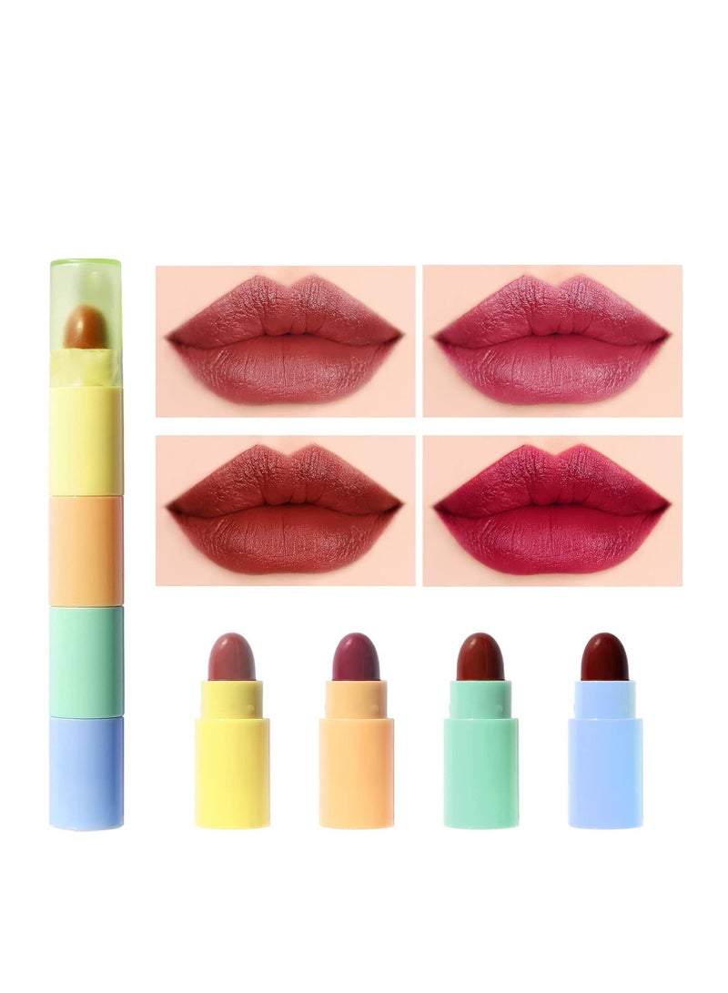 8 Colors Mini Lipstick Set Velvety Matte Moisturizing 4 In1 Multiple Shades Capsule Lipstick Hydrated Long Lasting Makeup