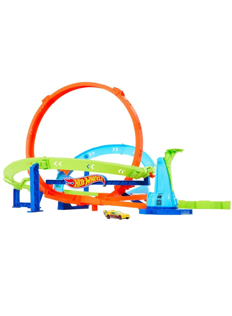 Hot Wheels Action Loop Cyclone Challenge Track Set with 1:64 Scale