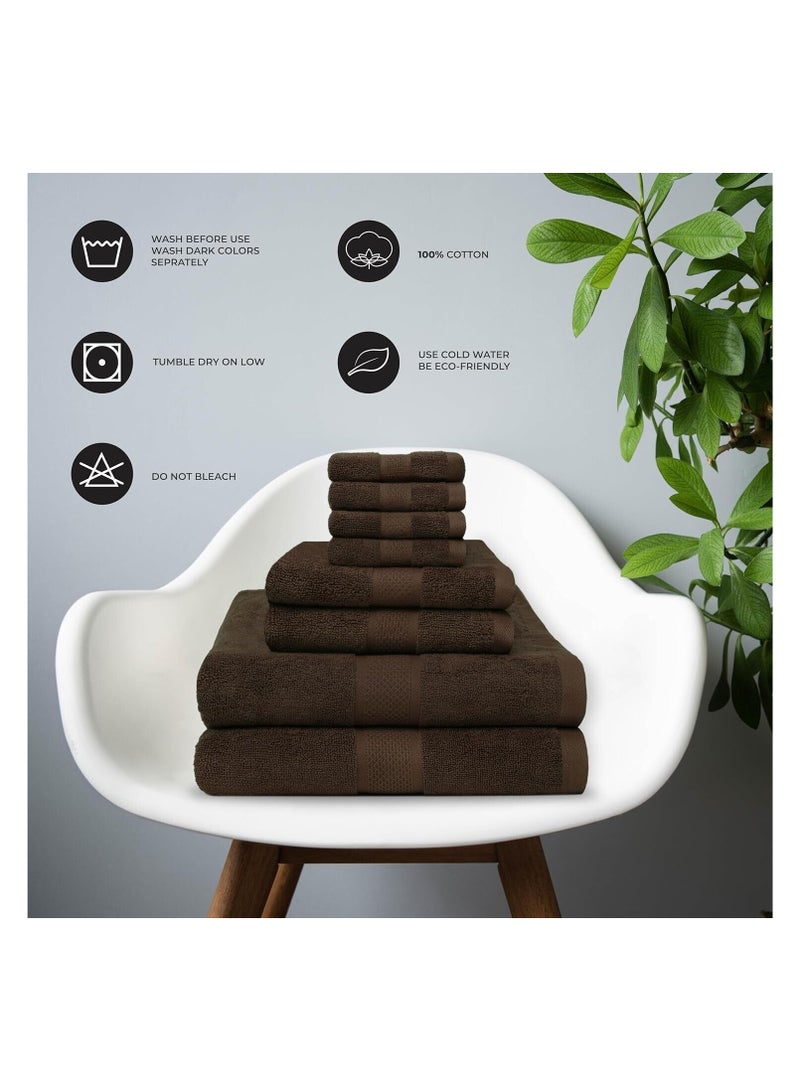 Comfy 8 Piece Brown 600Gsm Hotel Quality Combed Cotton Gift Pack Towel Set