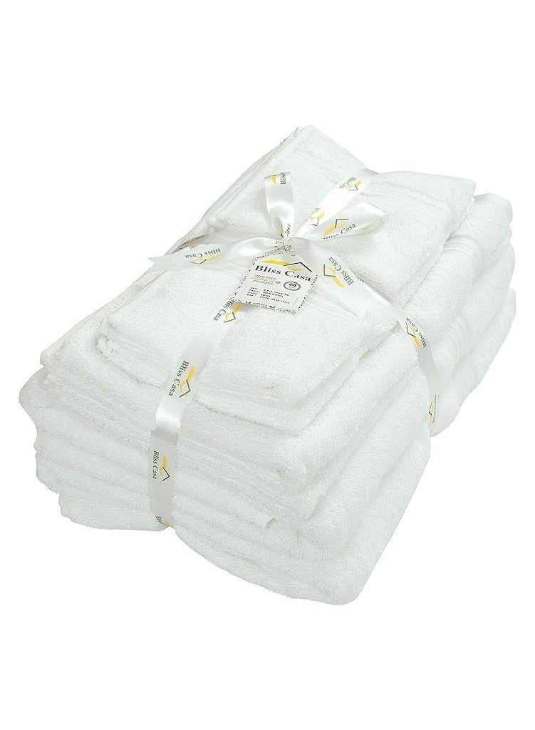 Comfy 8 Piece White Highly Absorbent Combed Cotton 600Gsm Hotel Quality Towel Set