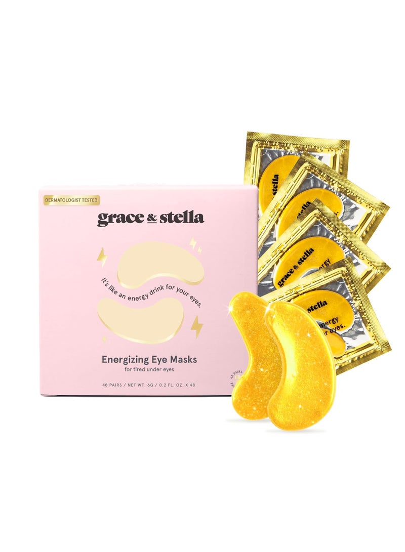 Grace & Stella Under Eye Mask (Gold, 48 Pairs) Eye Patch, Under Eye Patches for Dark Circles and Puffiness Undereye Bags, Wrinkles - Gel Under Eye Patches - Small Gifts - Vegan Cruelty-Free Self Care