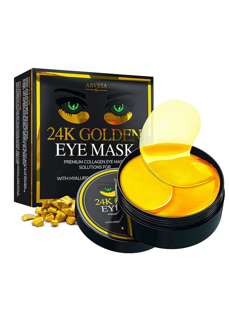 Under Eye Mask for Dark Circles and Puffiness, Eye Bags, Wrinkles, 24k Gold Under Skincare Eye Treatment Patches for Puffy Eyes with Collagen for Women and Men - Under Eye Gel Pads