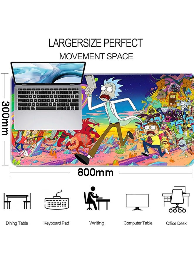 Large Mouse Pad Extended Gaming Non-Slip Rubber Base Office Desk Keyboard Mouse Pads (300 * 800 * 3mm）Rick and Morty