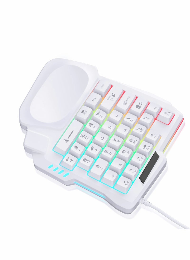 One Handed Gaming Keyboard, Small Gaming Keyboard with Ergonomic Palm Rest, Mini Gaming Keypad