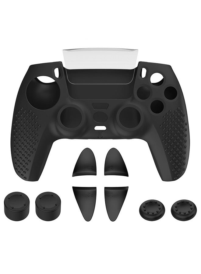 Sony PS5 Protective Cover Controller Skin, Anti-Slip Silicone Case Grip Cover with Thumb Grip Caps, Trigger Grips and Touchpad Protector, Compatible with Playstation 5 Controller Accessories Black