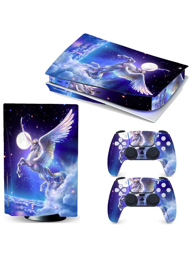Sony PS5 Disc Edition Console and Controller Accessories Cover Skins Controller Skin Gift Skins for PS5 Vinyl Decal Cover for Playstation 5 Controller Console Full Set PS5 Unicorn Multicolour