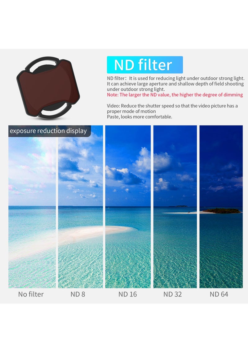 ND Filters Set for DJI Avata 2 Accessories, 6 Pack Plastics Gimbal Camera Len Filters for DJI Avata 2 (CPL, UV, ND8, ND16, ND32, ND64)