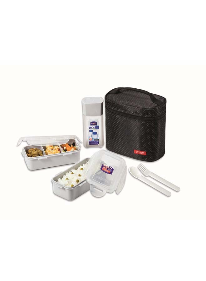 L&L Lunch Box 3-Piece Black Bag And Spoon/Fork Set