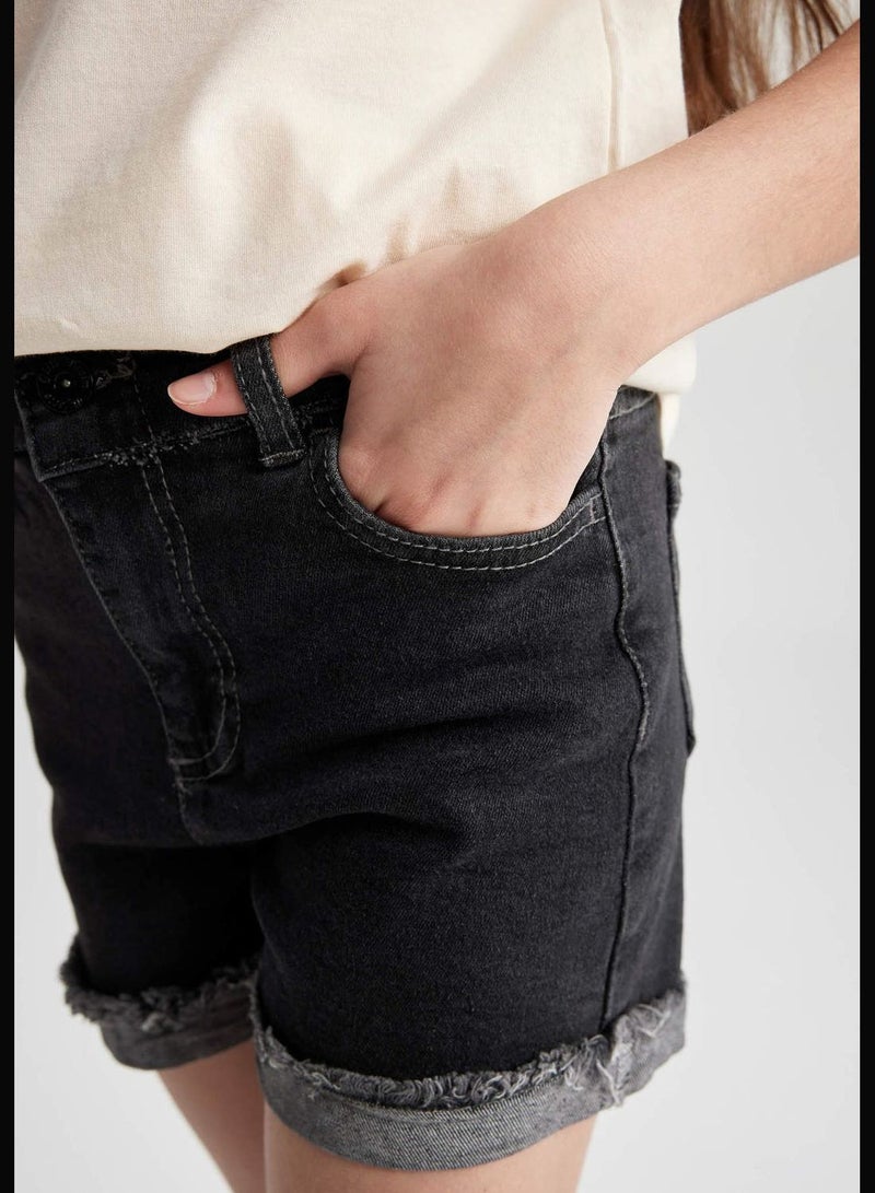 Paperbag Fit Denim Shorts