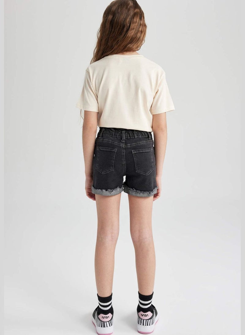 Paperbag Fit Denim Shorts