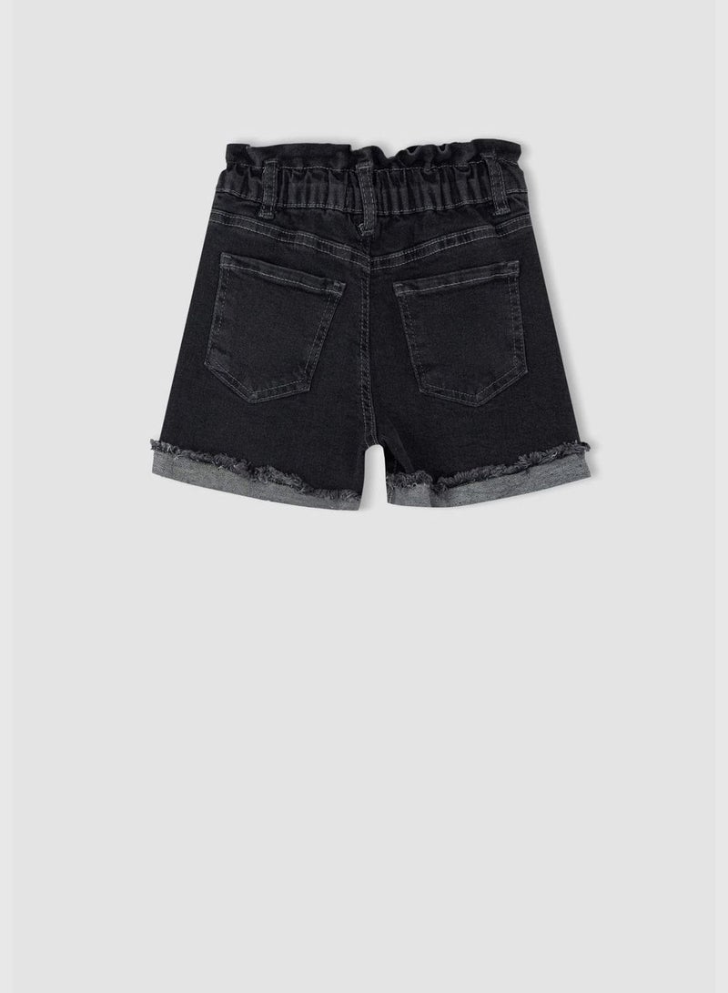 Paperbag Fit Denim Shorts