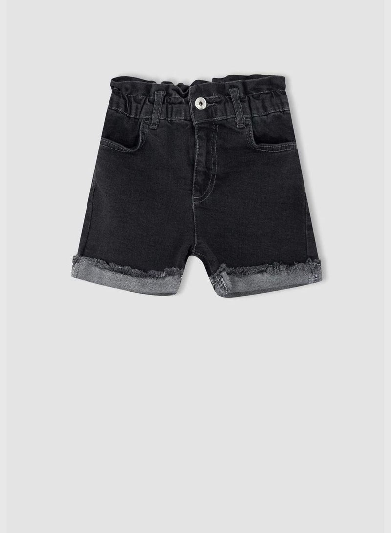 Paperbag Fit Denim Shorts