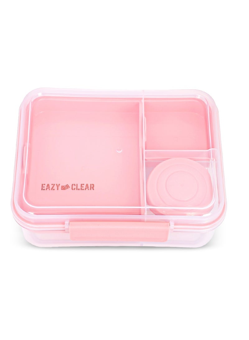 3/4/5 Compartment Convertible 1650ml Bento Lunch Box With 150ml Gravy Bowl - Pink