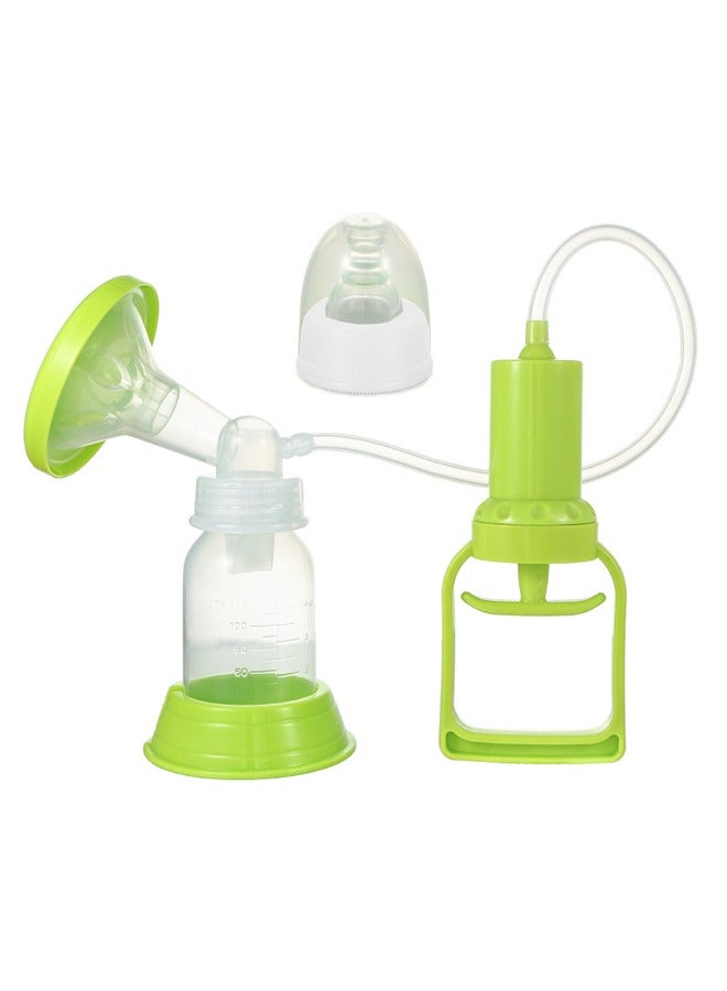 Manual Breast Pump Adjustable Suction Silicone Hand Pump Breastfeeding Health and Safety Small Portable Manual Breast Milk Catcher Baby Feeding Pumps & Accessories（Green/Transparent)