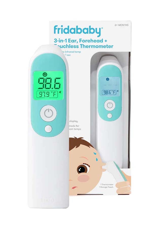 3-In-1 Ear, Forehead And Touchless Infrared Thermometer - White/Blue