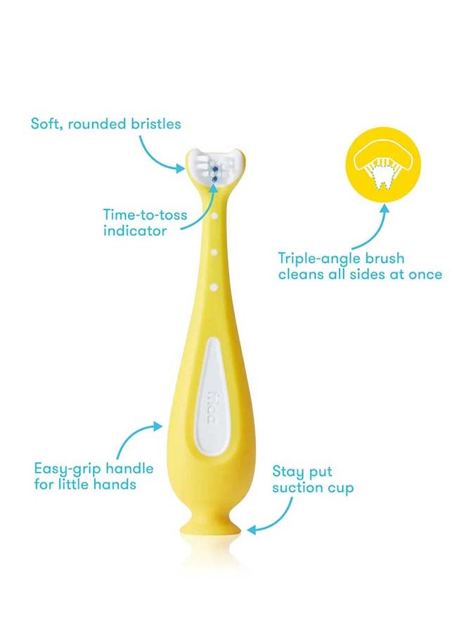 Grow-With-Me Training Toothbrush Set Infant To Toddler Toothbrush Oral Care For Sensitive Gums Combo - Yellow