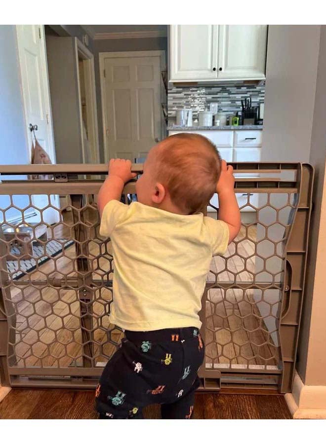 Plastic Expandable Baby Gate | Adjustable Safety Barrier | Fits 28”-42” Openings | Pressure Mount with Twist Lock | Lightweight & Durable | Pet-Friendly | Easy Step-Over | Grey