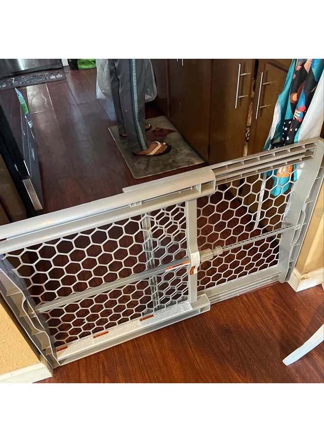 Plastic Expandable Baby Gate | Adjustable Safety Barrier | Fits 28”-42” Openings | Pressure Mount with Twist Lock | Lightweight & Durable | Pet-Friendly | Easy Step-Over | Grey