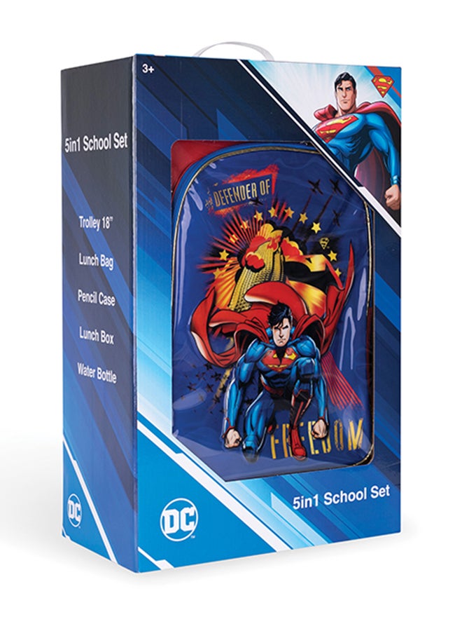 5 In 1 Warner Bros Superman Defender Of Freedom Trolley Box Set, 18 inches