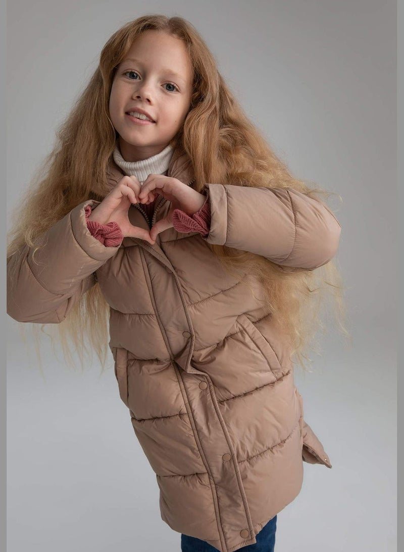 Girl Hooded Long Sleeve Coat