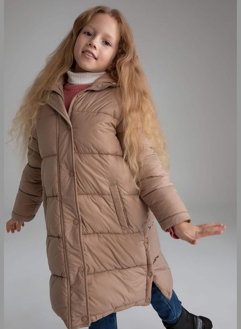 Girl Hooded Long Sleeve Coat