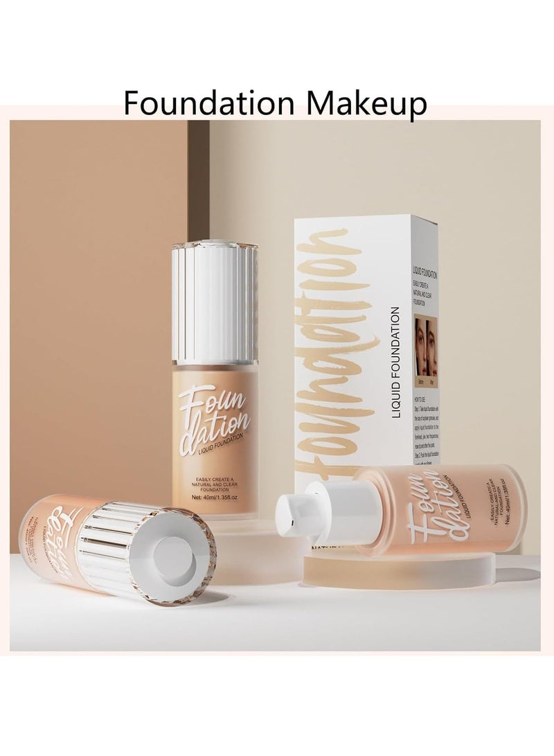 Foundation Makeup, Durable Waterproof Soft Matte Liquid Foundation, Oil Control Concealer Cream Full Coverage Foundation. (102 Nude, 40 ml)