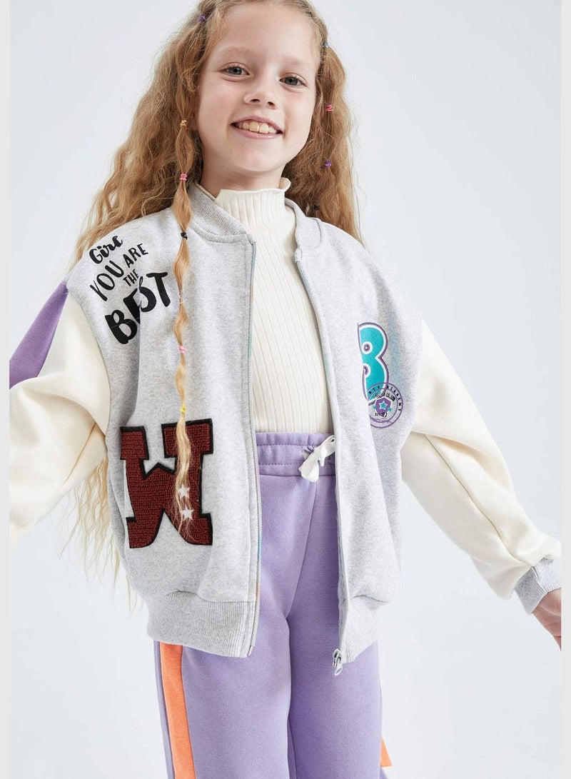 Girl Bomber Bomber Long Sleeve Knitted Cardigan